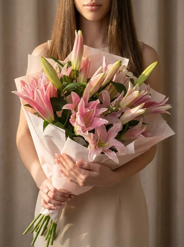 Букет из розовых лилий (S)